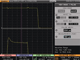 Vbe and Ic waveforms in the large current pulse mode (Wave mode)